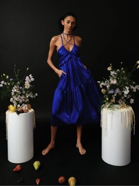 Allina Liu Soba Dress in Neptune